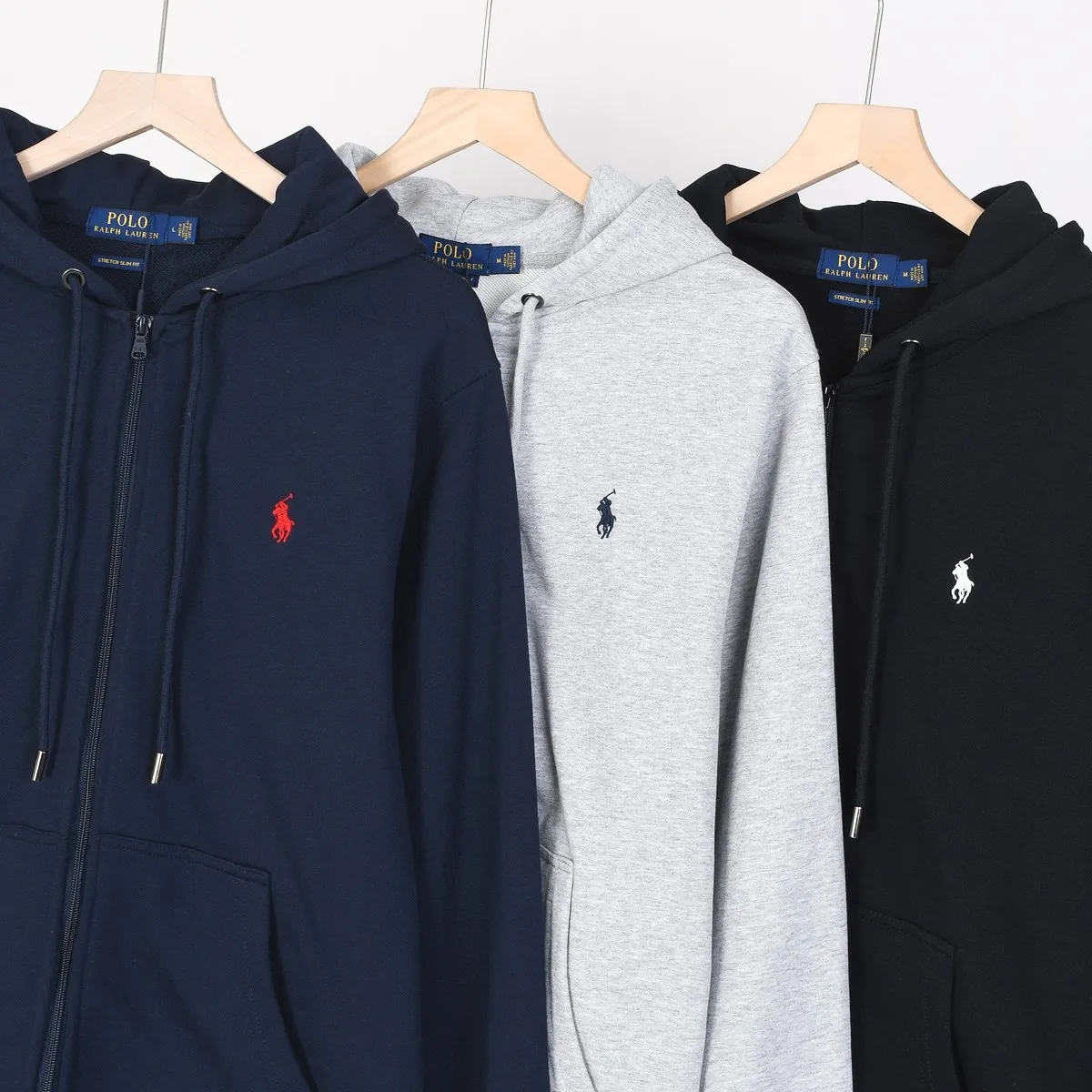 P296 #ralphlaurenpony hooded zipper sweatshirt jacket Color: black gray royal blue Size: M-XXL Fabric: 460g cotton terry